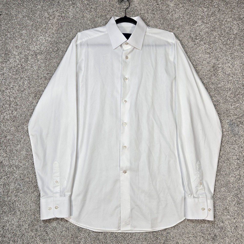 David Donahue white Cotton Slim dress shirt mens 16.5 36/37 (XL) trim fit